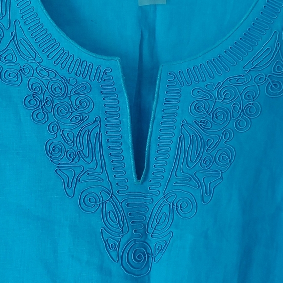 Nygard deep turquoise linen tunic - Picture 2 of 7